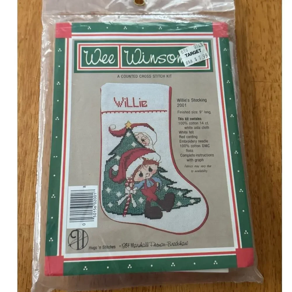 Wee Winsomes Christmas Cross Stitch Stocking Kits Set of 2 For Boy and Girl 9